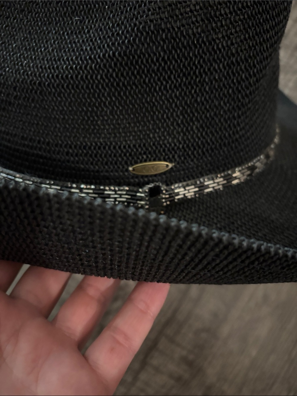 C.C  Woven Cowgirl Hat with Beading Detail - Black - One Size - Picture 2 of 4